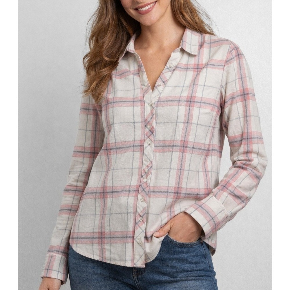 Weatherproof Vintage Plaid Shirt Women M Comfort Stretch Cotton Blend NWT